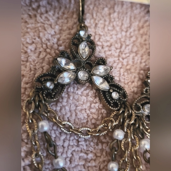 Vintage‎ Chandelier Earrings with Filigree Design (Pierced) - Picture 8 of 11